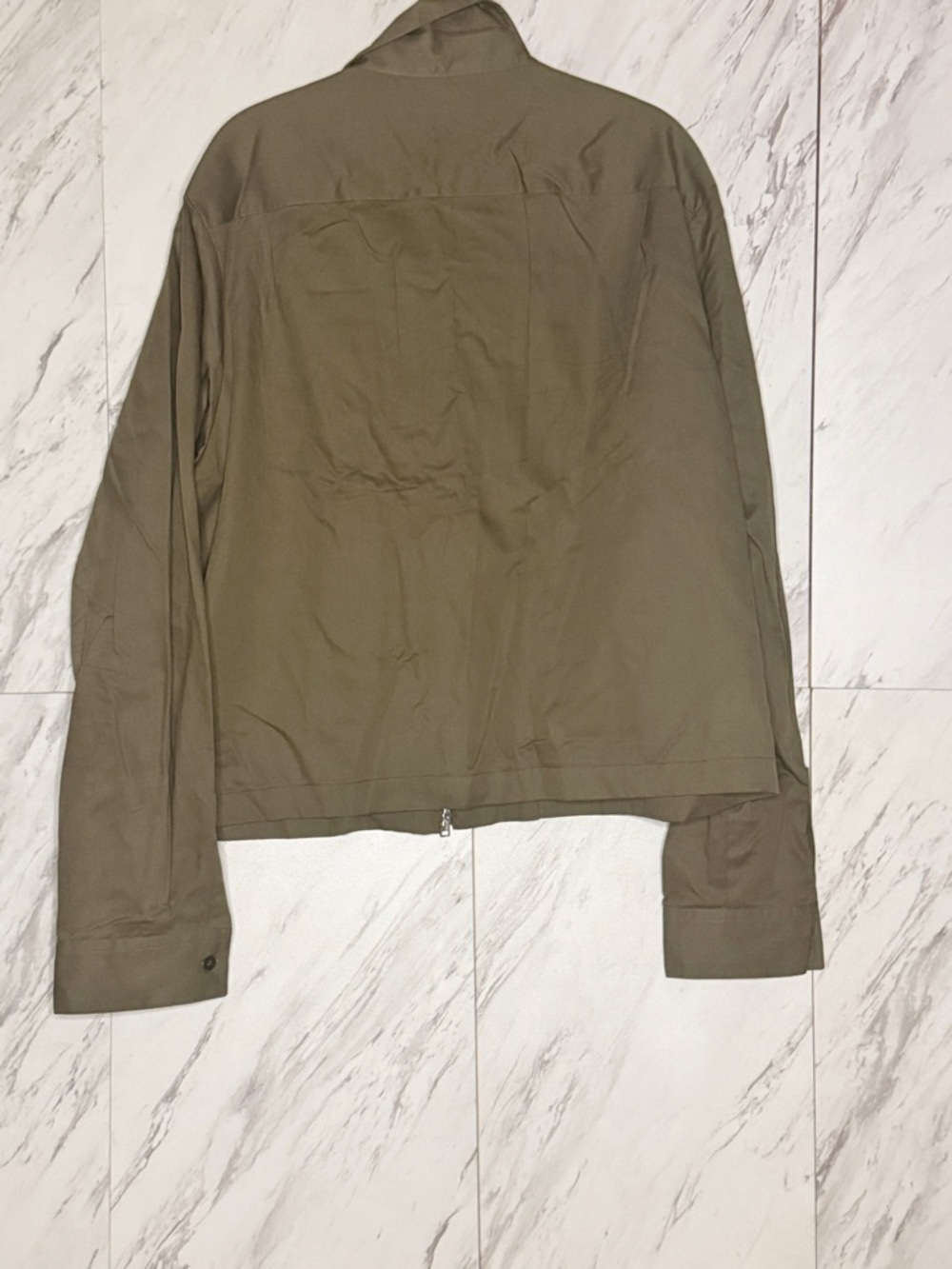 LIKE NEW COS Zipped Twill Olive Khaki Front Workwear Minimalist Jacket SZ L - Picture 5 of 8